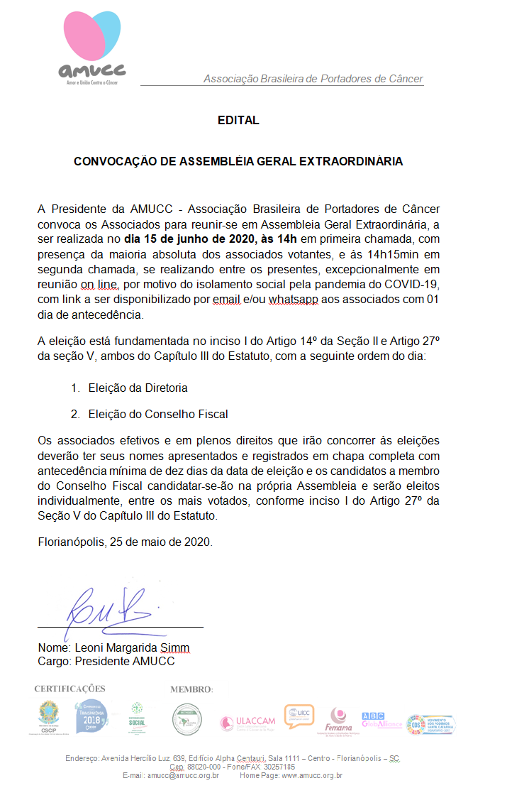 Edital de convocação - Nossa BH convoca eleições para nova