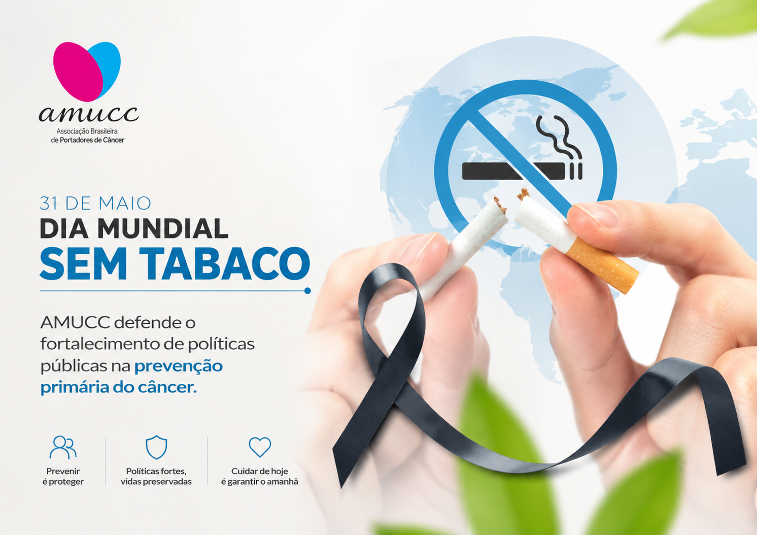 Dia Mundial sem Tabaco: AMUCC defende o fortalecimento de políticas públicas na prevenção primária do câncer
