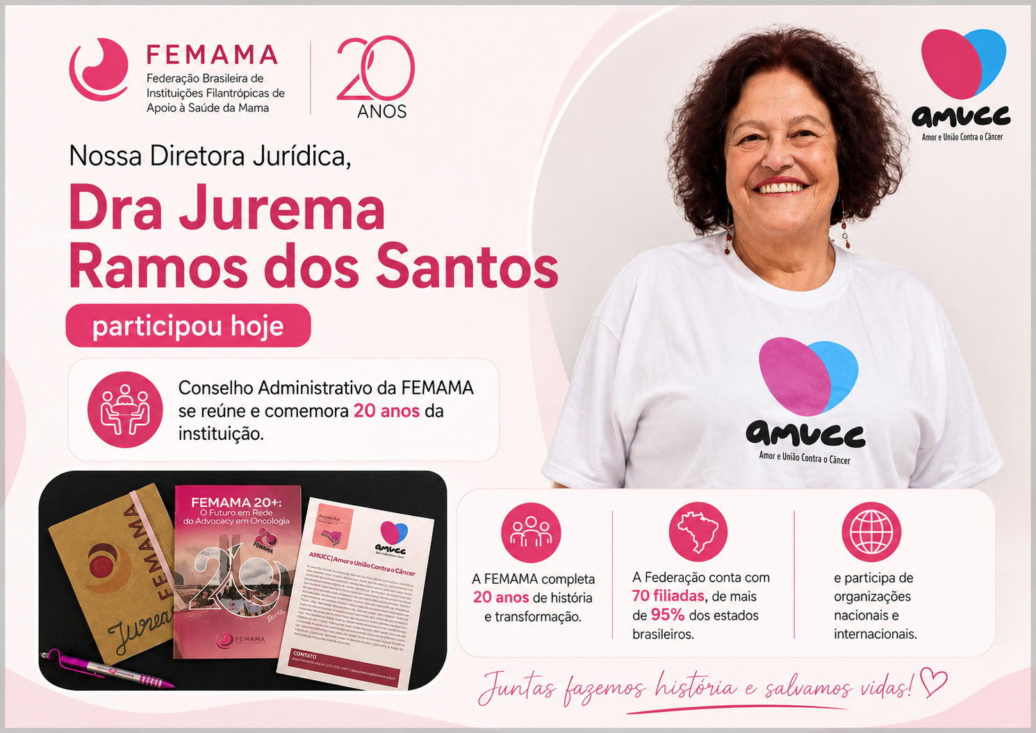 20 Anos da FEMAMA: AMUCC reafirma aliança histórica no fortalecimento do advocacy em oncologia no Brasil