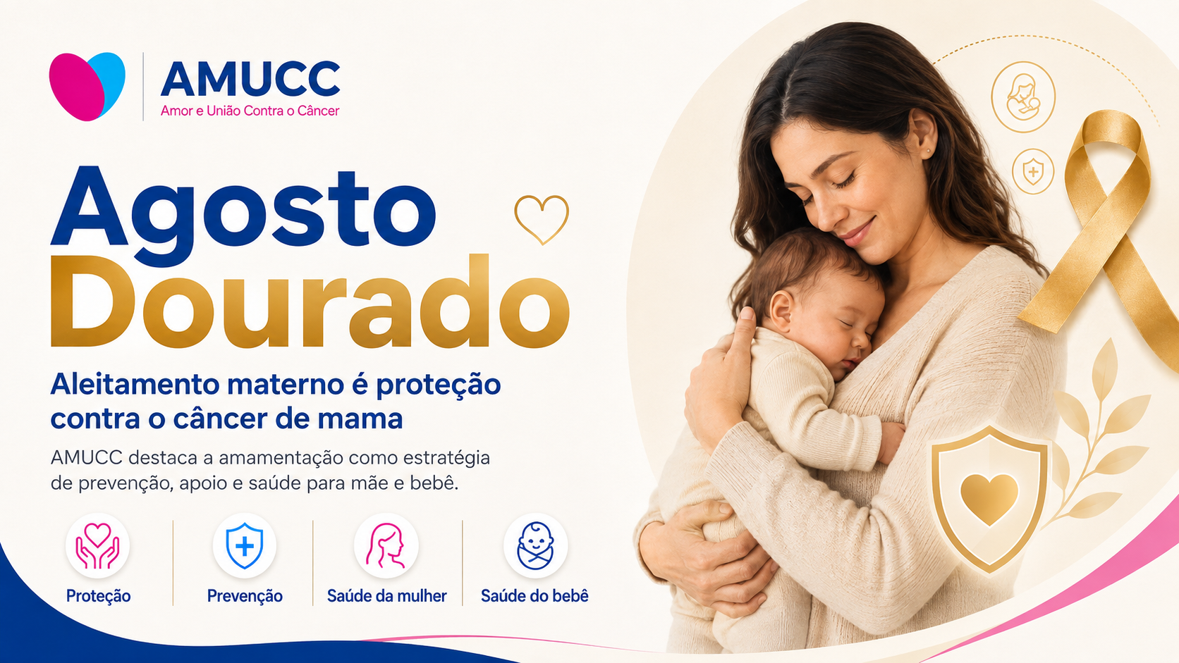 Agosto Dourado: AMUCC destaca o aleitamento materno como fator decisivo de proteção contra o câncer de mama