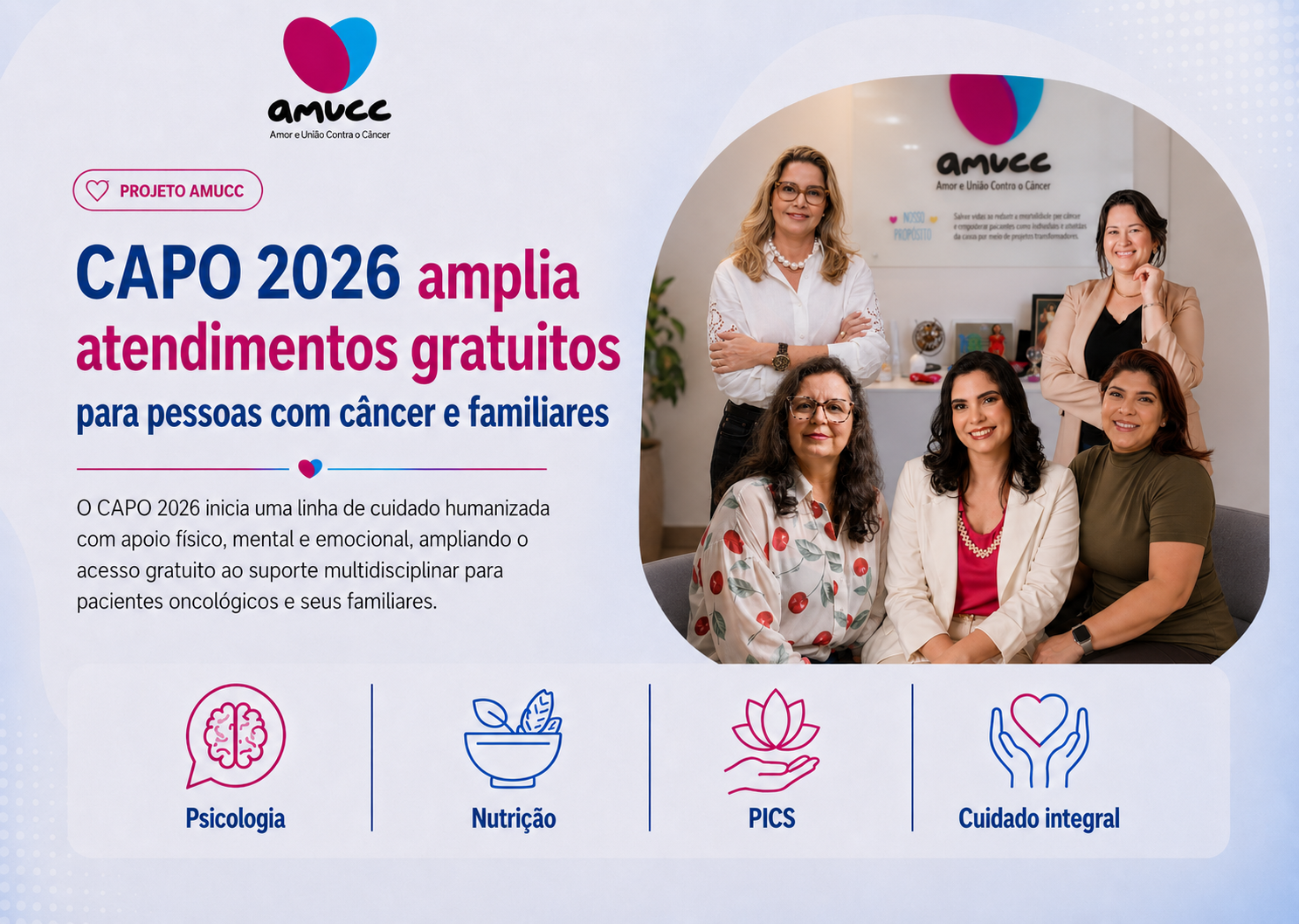 CAPO 2026 amplia atendimentos gratuitos para pessoas com câncer e familiares